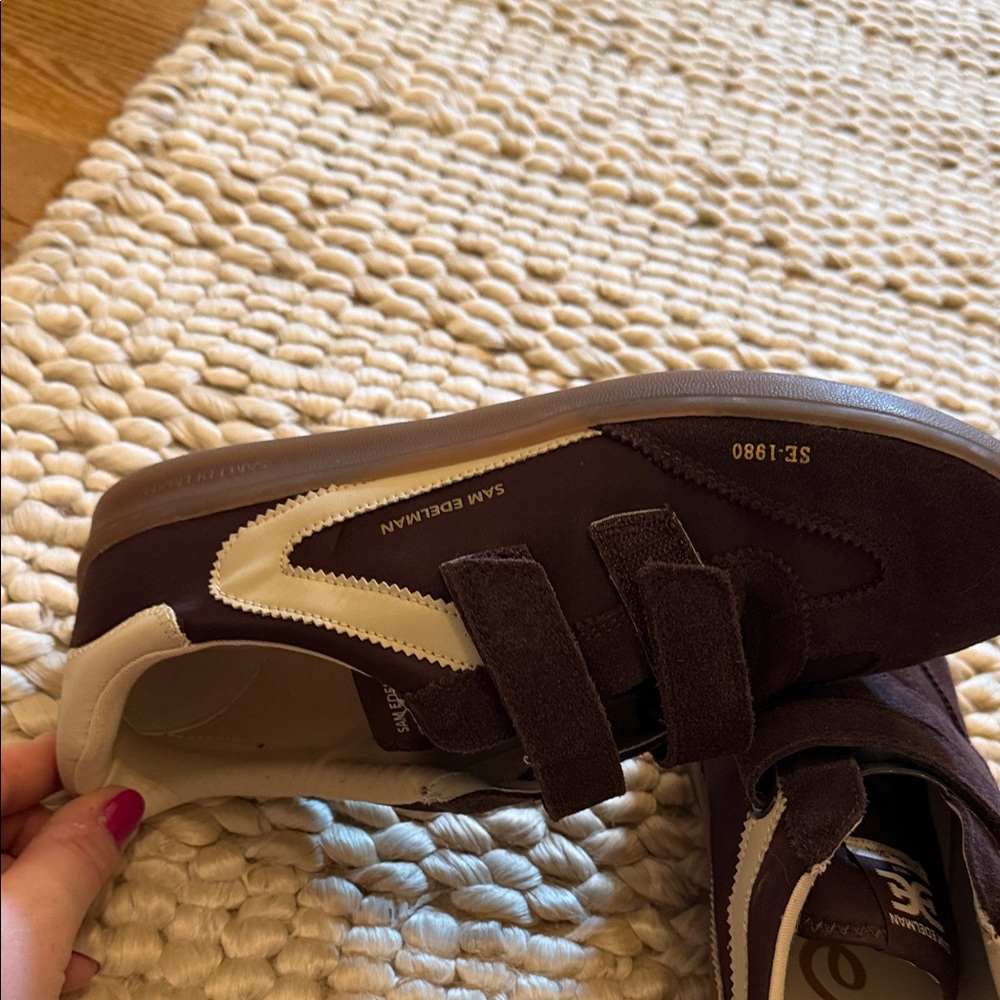 NWOB Sam Edelman Dark Brown and Cream Sneakers - Picture 3 of 5